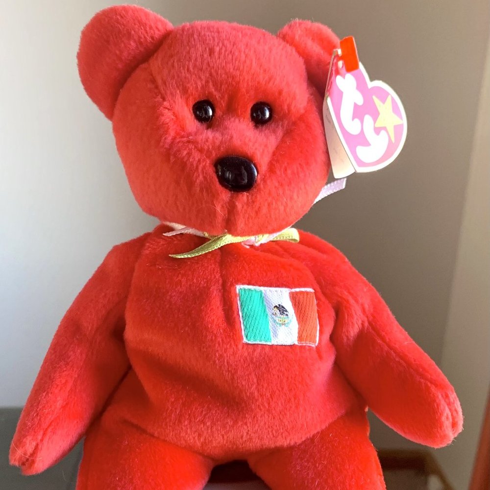 1999 4255 Osito Mexican Flag Mexico USA Exclusive Ty Beanie Baby Teddy Bear MWMT